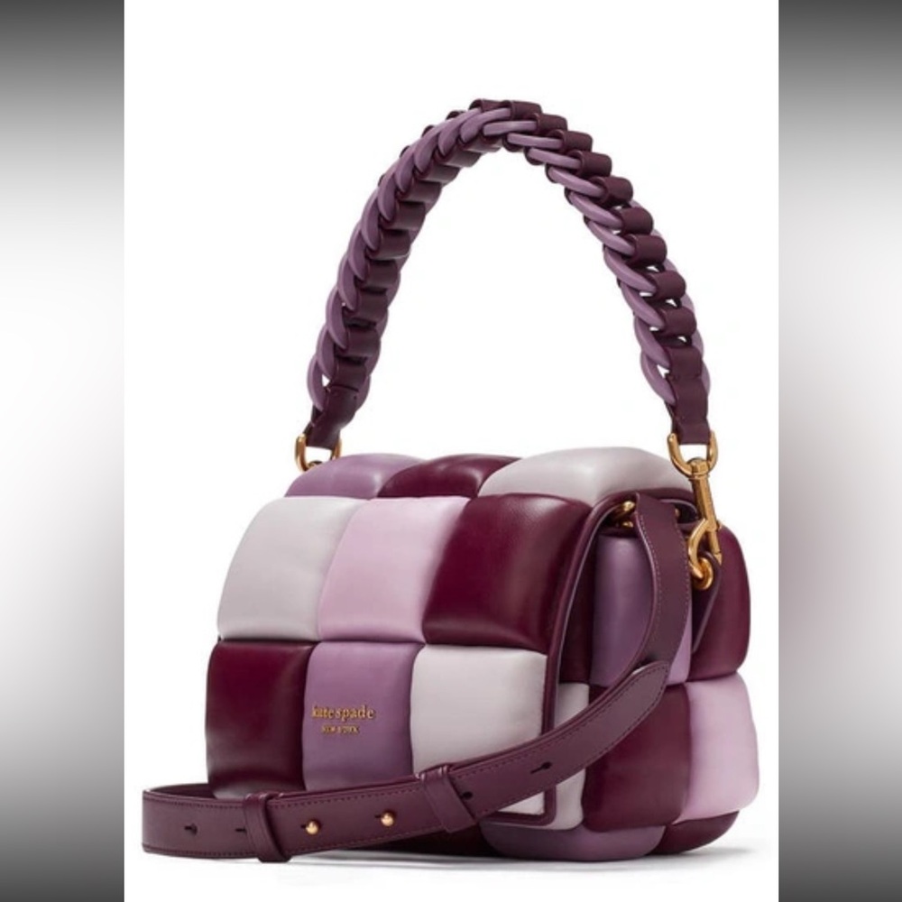 KATE SPADE Boxxy Smooth Leather Large Crossbody Bag In Purple Agate Multi